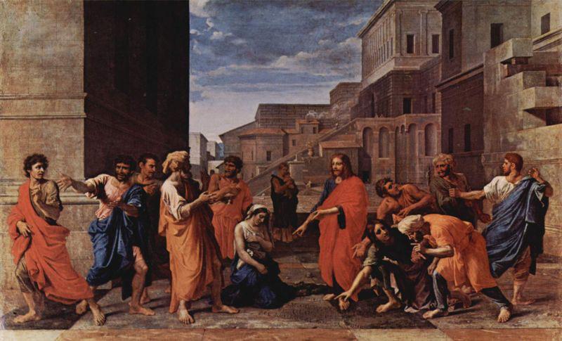 Nicolas Poussin Christus und die Ehebrecherin oil painting picture